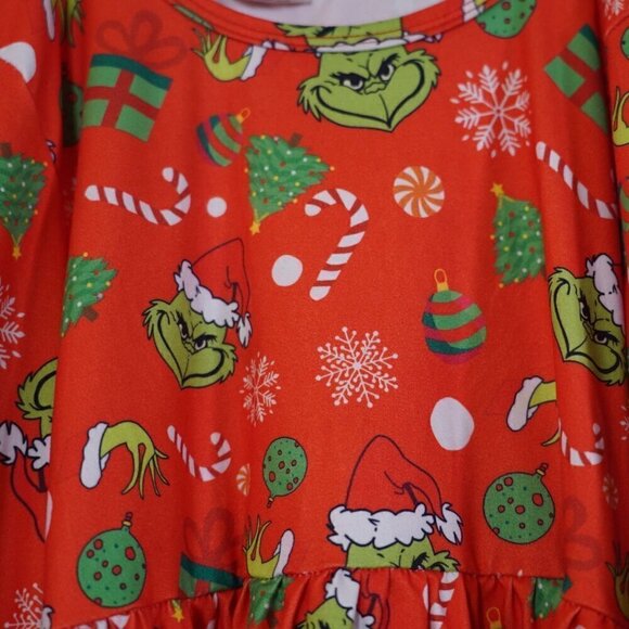 Girls Grinch Dress Printed Twirl Dr Suess Christmas Long Sleeve Play Condition 1 - Picture 3 of 5